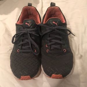 Grey and pink Puma Tennis shoes